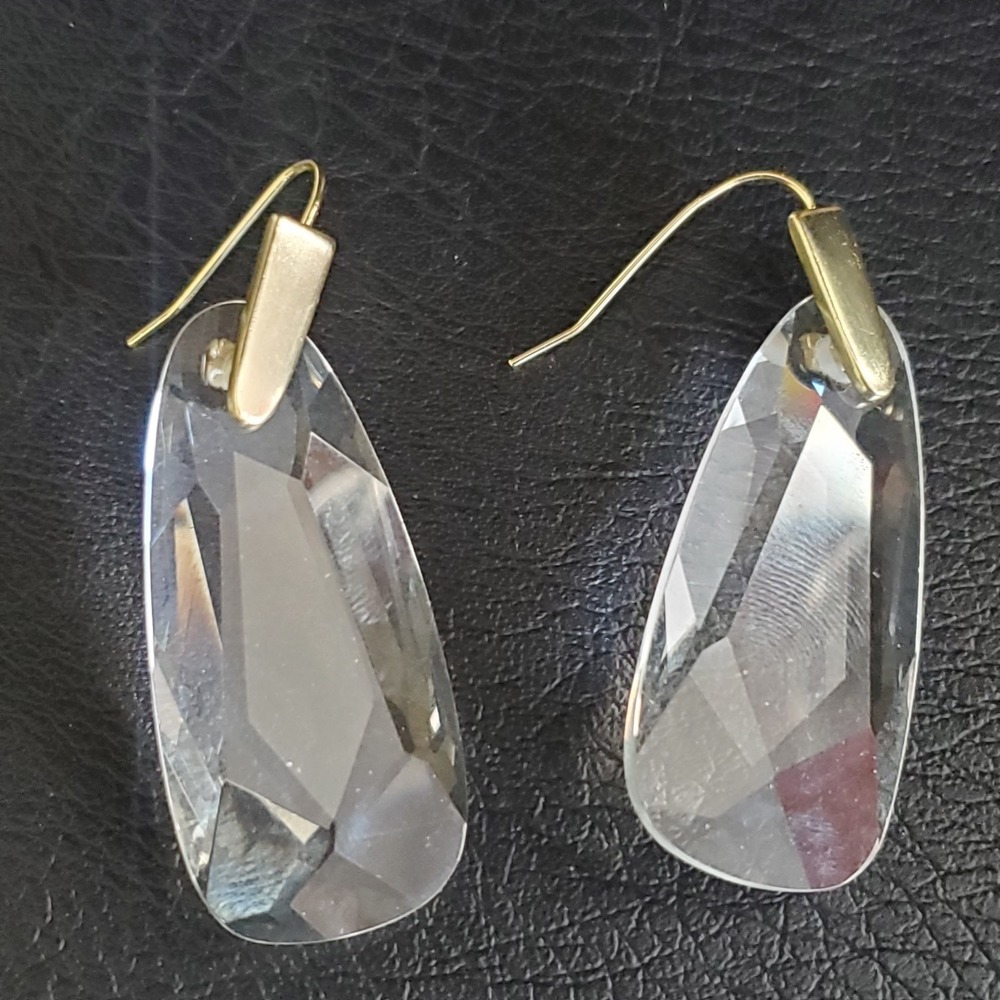 Kendra Scott Maize Drop Earrings Clear Faceted Acrylic Gold Tone Gift for Her